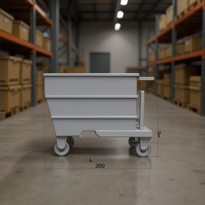 Contenedor basculante Fervi para patatas fritas con ruedas, 200 mm de ancho, contenedor logístico de plástico - Product Image 3