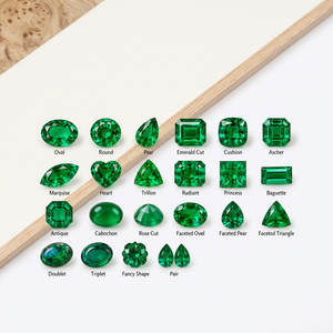 Pierres précieuses d'émeraude synthétiques LAB, formes variées, vertes, pour bijoux, pierres lâches à sertir, multiples formes : ovale, poire, coussin, princesse, triligne - Product Image 1