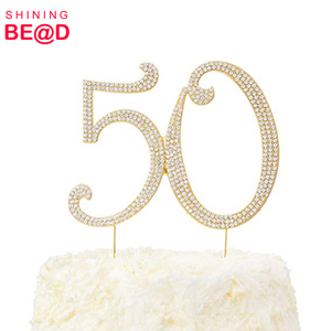 Rhinestone 50 Cake Topper for <strong>50th</strong> <strong>Birthday</strong> /Anniversary Party <strong>Decoration</strong> - Product Image 3
