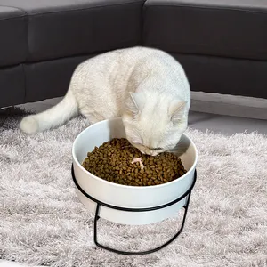 Custom Cat Dog Pet Bowl Pet cerâmica eleito cão tigela alimentador água potável comida tigela com suporte de ferro