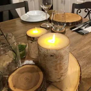 핫 세일 도매 소박한 DIY 자연 라운드 나무 소나무 조각 웨딩 테이블 중심