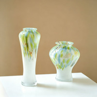 Nouveau vase en verre de style chinois, coloré et moucheté, au design minimaliste et créatif, esthétique artistique, pour la décoration de salon et de bureau à domicile