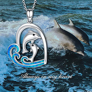 Collar con colgante de corazón de delfín para mujer, joyería bonita y moderna, regalo para uso diario - Product Image 4