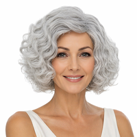 Perruque synthétique courte bouclée grise pour femme, effet naturel, idéale pour le cosplay, Halloween et les fêtes costumées