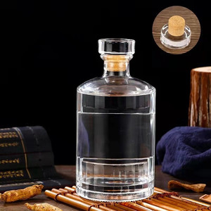 Lujo redondo 75cl 750ml vaso vacío vino licores licor bebidas botella con tapón de vidrio y área de etiquetado para whisky Ron Brandy - Product Image 5