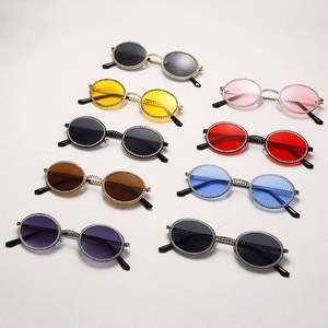 Lunettes de soleil rondes en diamant de style punk avec logo personnalisé, petites lunettes de soleil ovales en strass pour femmes - Product Image 6