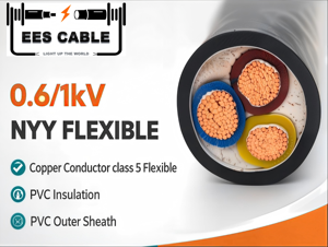 Cable Flexible de Cobre Cabtyre de 5 Núcleos con Tierra 5G1.5mm2 NYY Multi CU PVC Aislado VVR Sudáfrica SANS 1411 EESCABLE - Product Image 1