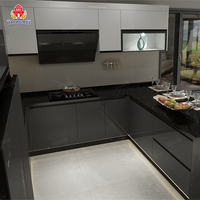 Contreplaqué noir allure américain prêt à l'emploi personnalisé mdf acrylique smart White modulaire Chine luxe maison Design Armoires de cuisine
