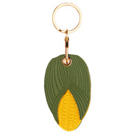 Dessin animé mignon vert feuille Fruits en cuir étui de protection complet feuille PU cuir porte-clés porte-monnaie avec porte-clés cadeau promotionnel