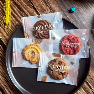 Makanan ringan tas makanan produsen kustom dicetak Opp permen plastik biskuit kue berperekat segel hadiah makanan roti kemasan tas