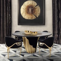 Chaises de salle à manger italiennes en cuivre pur de luxe léger, fauteuils de designer haut de gamme avec dossier, chaises en velours pour salon et villa