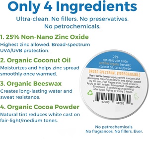 Crème <span class=keywords><strong>solaire</strong></span> minérale teintée sans danger pour les récifs coralliens SPF30 PA+++ Végane Bio 60ml Protection <span class=keywords><strong>solaire</strong></span> visage pour le <span class=keywords><strong>surf</strong></span> et la natation - Product Image 2