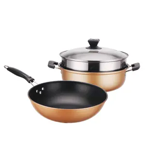 Extra Thick stainless steel double boiler best non-stick fry pan Wholesale Cookware Set milk and soup Pot