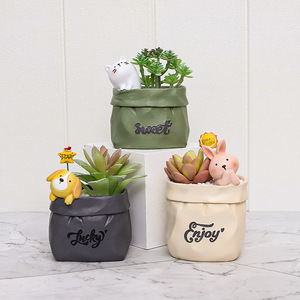 กระถางเรซิ่นรูปสัตว์การ์ตูนสำหรับปลูกไม้อวบน้ำ ตกแต่งโต๊ะทำงานหรือบ้าน ของขวัญน่ารัก - Product Image 2