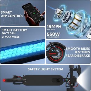 Scooter elettrico Premium per adulti 550/650W 8.5/10 "a nido d'ape solido anteriore/doppia sospensione fino a 23/25 miglia a 40 km/h - Product Image 3