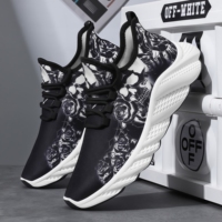 Nouvelles Chaussures de Course pour Hommes en Cuir Véritable, Respirantes, Antidérapantes, Sportives, à Fermeture Boutonnée, avec Amorti et Motif Léopard, Style Coréen