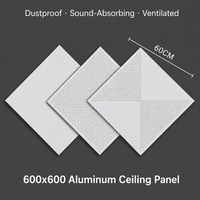 Plaques de plafond carrées en aluminium 600x600mm, revêtement poudré, isolation thermique, absorption acoustique, étanches, panneaux commerciaux