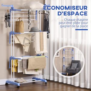 Séchoir à linge pliable extra large à 3 niveaux pour intérieur/extérieur, support de séchage pour vêtements - Product Image 6