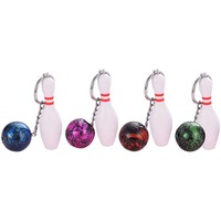 Llavero de bola de bolos al por mayor, llaveros de plástico PVC con mini pelota deportiva simulada para colgantes deportivos y anillos de llaves