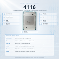 Prosesor Server 4116 12 Core 2.1GHz LGA3647 16.5MB SR3HQ DDR4 Penyimpanan Enterprise Database Komputasi IT
