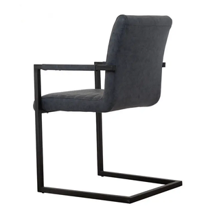 Set di 4 <span class=keywords><strong>Sedie</strong></span> da Pranzo in Vera Pelle <span class=keywords><strong>Antracite</strong></span> con Braccioli - Product Image 5