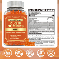 Complément alimentaire en gommes certifié GMP, marque privée OEM, végétalien, 500 mg de coenzyme Q10 et de vitamine B3, pour stimuler l'énergie cellulaire et la protection antioxydante