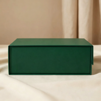 Boîte magnétique verte de luxe haut de gamme, logo personnalisé, boîte d'emballage rigide en carton pliable avec insert en mousse pour coffret cadeau de parfum