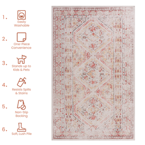 Tapis DB Classic Beige 2x3 lavable en machine à poils bas antidérapant anti-perte pliable pour enfants et animaux de compagnie - Product Image 6