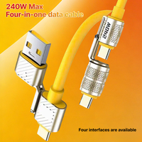 Nuevo producto 240W Carga rápida USB Tipo C trenzado 4 en 1 Cable de carga para cargador de teléfono móvil