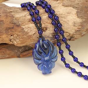 SC Atacado Moda De Vidro Frisado Declaração Colar Animal Colar Trendy Multicolor Diamante Nove-Cauda <span class=keywords><strong>Fox</strong></span> Pingente Colar - Product Image 3