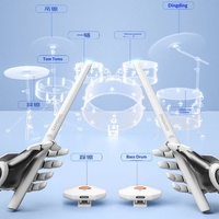 Batterie de percussions électroniques virtuelles intelligentes à détection sonore, portable pour la maison et l'extérieur, avec baguettes électroniques pour l'entraînement