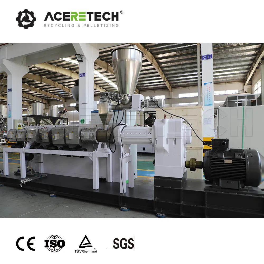 Professionele Service Ate75 Twin Screw Extruder Plastic Abs/As/Pc Met Glasvezel Compounding Recycling Pellet Making Machine