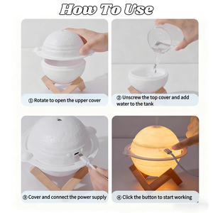 Lampe humidificateur USB, petite veilleuse de bureau, diffuseur de parfum avec étoiles, planètes et lune pour chambre à coucher - Product Image 3