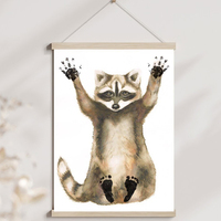 Poster Kit Empreinte Unique de Bébé Raton Laveur Décoration de Crèche Cadeau de Naissance Art Mural Personnalisé pour Chambre de Bébé Cadeau de Baby Shower