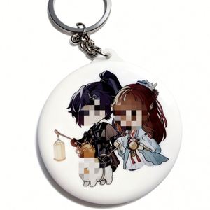 High Quality DIY Making Blank Mirror Keychain Button Badge Tinplate Material Button <b>Keyring</b> - Product Image 2