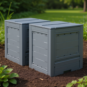 2 composteurs de jardin gris 23,6x23,6x28,7 pouces 137,4 gallons, aérateurs de compost de qualité supérieure, fonctionnement manuel, utilisation extérieure - Product Image 2