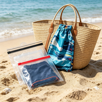 Sac de rangement réutilisable en PVC transparent durable avec fermeture éclair coulissante, idéal pour vêtements, papeterie et emballages, avec trou de suspension
