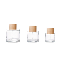 Kotak Kemasan Parfum Kaca Berkualitas Tinggi dengan Tutup Kayu Bulat, Botol Parfum Semprot Custom 30ml 50ml 100ml dan Tutupnya
