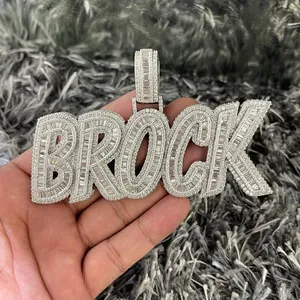 Collar de Lujo con Nombre Estilo Hip Hop, con Diamantes Moissanite Cultivados en Laboratorio, Colgante Personalizado con Letra o Logotipo, al Mejor Precio - Product Image 4