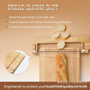 Wooden <b>Bread</b> Slicer Set With Cutting Board And <b>Knife</b> 3 Pieces Solid Wood For Household Use - Product Image 3