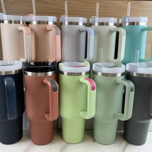 BPA Free 40oz Tumbler with Handle Leak-proof Lid and Straw Insulated Coffee Mug Stainless Steel Travel Mug <b>Thermos</b> <b>Bottle</b> - Product Image 5