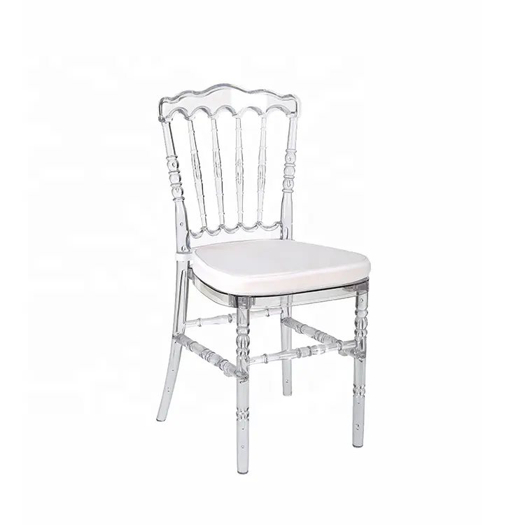 plastic resin clear transparent tiffany napoleon ghost phoenix chivari chiavari chairs with seat pad for wedding events banquet