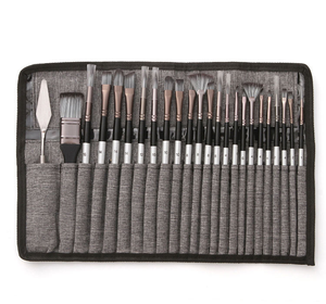 BOMEIJIA Set di 24 Pennelli in Legno Grigio Argento - Manici Lunghi, Qualità Artistica per Acrilico e Acquerello - Product Image 6