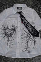 Chemise boutonnée à manches courtes pour homme MZN, style gothique surdimensionné, motifs épingles et graffitis, 100 % polyester, streetwear Y2K, logos hip-hop