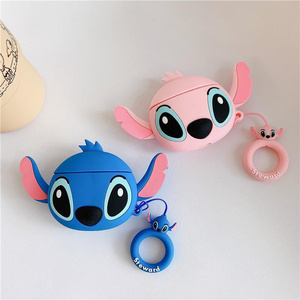 Funda de silicona 3D de Stitch para auriculares Apple AirPods Pro 2 3 4, diseño de dibujos animados, con cadena y dijes, estilo INS, linda, en caja. - Product Image 2