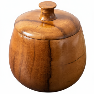 Meilleur prix Bocal en bois fait à la main Boîte de stockage d'aliments secs en bois naturel avec couvercle pour grains d'épices - Product Image 1