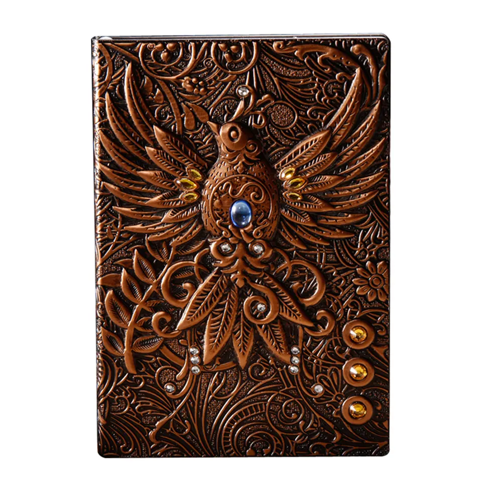 New Come A5 Leather 3D Embossed Journal Diary Notebook Phoenix Cover Retro Antique Notepad