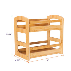 Bamboo 2-Tier Spice Rack Double Layer Countertop <b>Storage</b> <b>Kitchen</b> Organizer Eco-Friendly - Product Image 2
