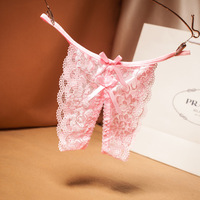 Grand string ouvert en dentelle transparente pour femme, culotte transparente en dentelle transparente pour femme, modèle de sous-vêtements en dentelle à entrejambe ouvert