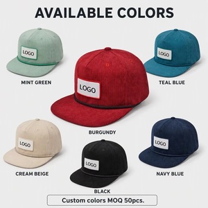 Casquette Snapback Vintage Personnalisée <span class=keywords><strong>en</strong></span> Velours Côtelé à 6 Panneaux, Visière Plate, Patch <span class=keywords><strong>en</strong></span> Cordon, Vierge, Réglable, Vente <span class=keywords><strong>en</strong></span> Gros, OEM, Faible MOQ - Product Image 4